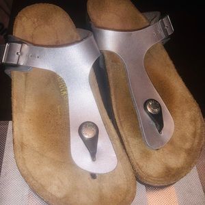 Like NEW Silver colored Birkenstocks sz 5.5/6 my LOSS ur GAIN